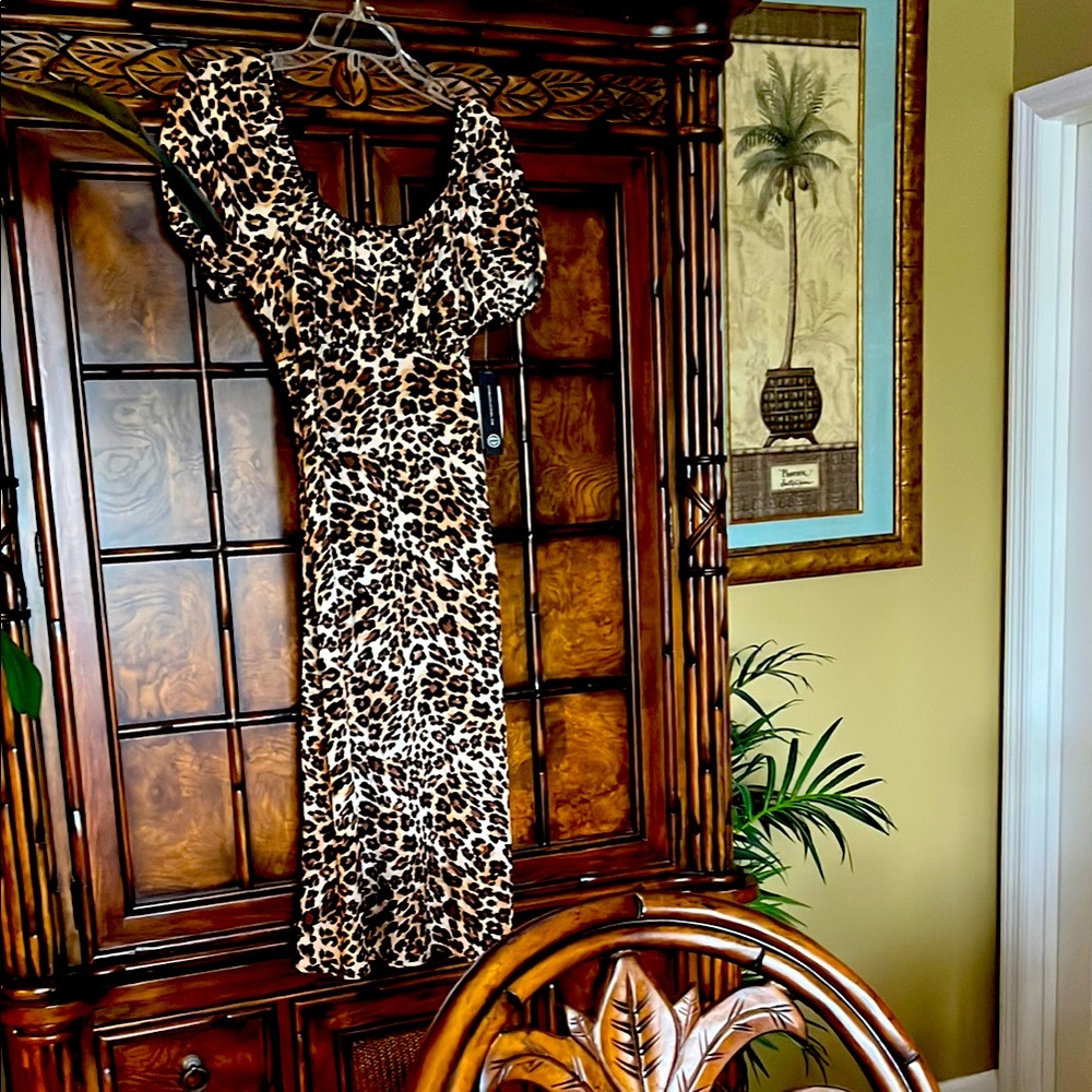 As U Wish Leopard Print Midi Dress
